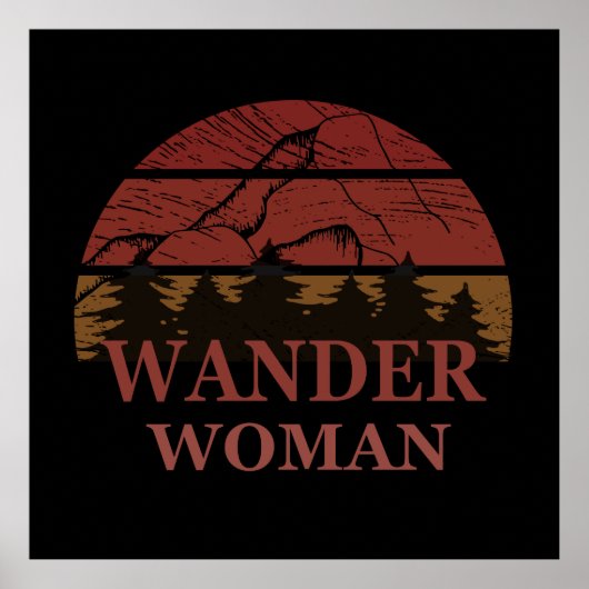ハイキングハイキングキャンプ女性のヴィンテージ ポスター (正面)