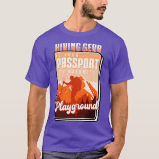 ハイキングハイキングギアはNature Plaへのパスポート Tシャツ