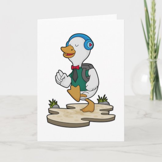 ハイキングバックパックを背負ったアヒル カード (正面)