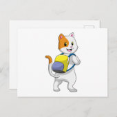 ハイキングバックパックを背負った猫 ポストカード (正面/裏面)