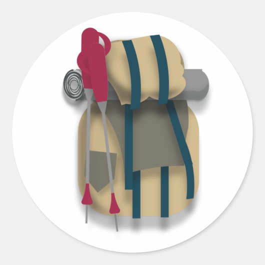 ハイキングバックパック、岩盤&歩くスティック ラウンドシール (正面)