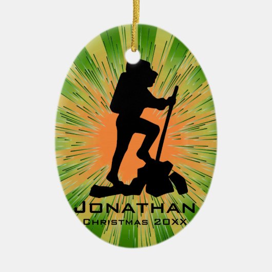 ハイキングパーソナライズされたオーナメント セラミックオーナメント (正面)