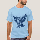 ハイキングフクロウ – しぼりブルー Tシャツ (正面)