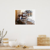 ハイキングブーツが車室ドアの外に並ぶ ポスター (キッチン)