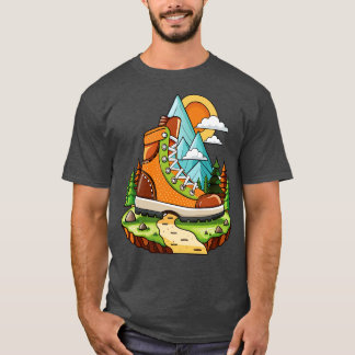 ハイキングブーツのミニマリスト Tシャツ