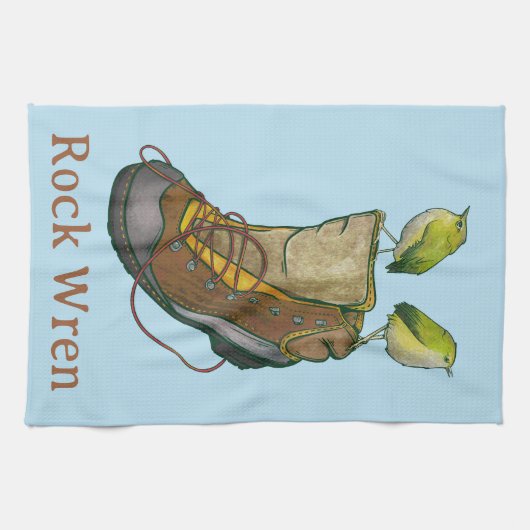 ハイキングブーツの上のロックウォーレンのタケ キッチンタオル (横)