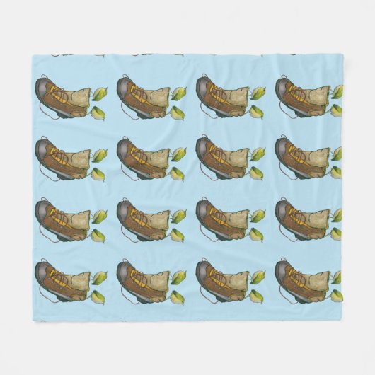 ハイキングブーツの上のロックウォーレンのタケ フリースブランケット (正面(横))