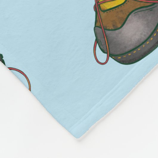 ハイキングブーツの上のロックウォーレンのタケ フリースブランケット (角)