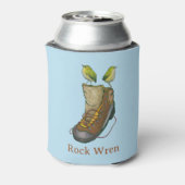 ハイキングブーツの上のロックウォーレンのタケ 缶クーラー (缶裏面)