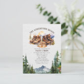 ハイキングブーツアドベンチャーニュートラルベビーシャワー 招待状 (スタンド正面)