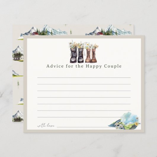 ハイキングブーツカップルシャワーアドバイスカード (正面/裏面)