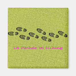 ハイキングブーツグリーンデニム私はハイキングしたい マグネット