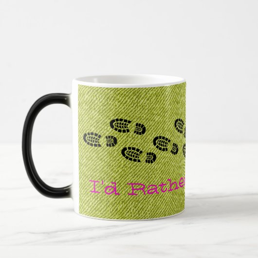 ハイキングブーツデニムむしろハイキングスポーツおもしろい モーフィングマグカップ (左)