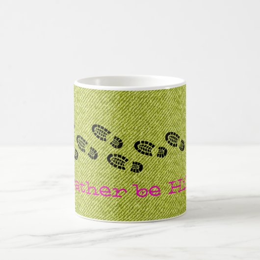 ハイキングブーツデニムむしろハイキングスポーツおもしろい モーフィングマグカップ (中央)