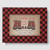 ハイキングブーツバッファロープレイドアドベンチャーベビーシャワー ゲストブック (正面)