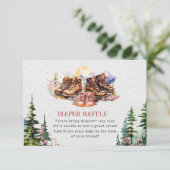 ハイキングブーツピンクの女の子ベビーシャワーおむつラッフル エンクロージャーカード (スタンド正面)