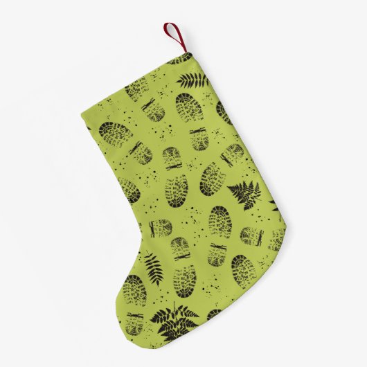 ハイキングブーツ泥だらけの足跡アウトドア愛好家 スモールクリスマスストッキング (裏面 (吊り時))