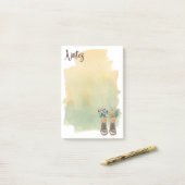 ハイキングブーツ&ワイルドフラワー ポストイット (デスク上)