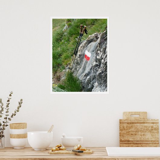 ハイキングポール、トレイルマーカー、アルプスのグランドツアー ポスター (キッチン)