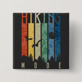 ハイキングモード自然アウトドアマウンテンキャンピングおもしろい 缶バッジ