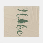 ハイキングロゴ松の木ハイキング恋人 フリースブランケット (正面(横))