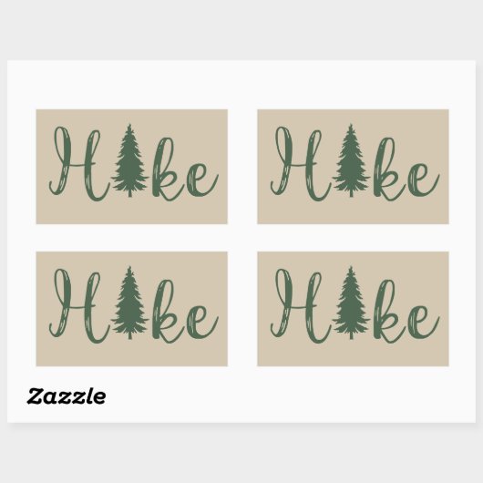 ハイキングロゴ松の木ハイキング恋人 長方形シール (シート)