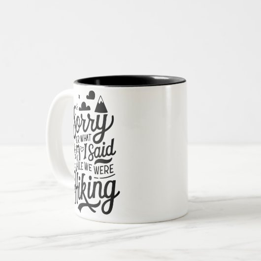 ハイキング中に言ってしまってごめんなさいおもしろい ツートーンマグカップ (正面左)