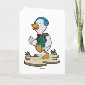 ハイキング中のバックパックを背負ったアヒル カード (裏面)