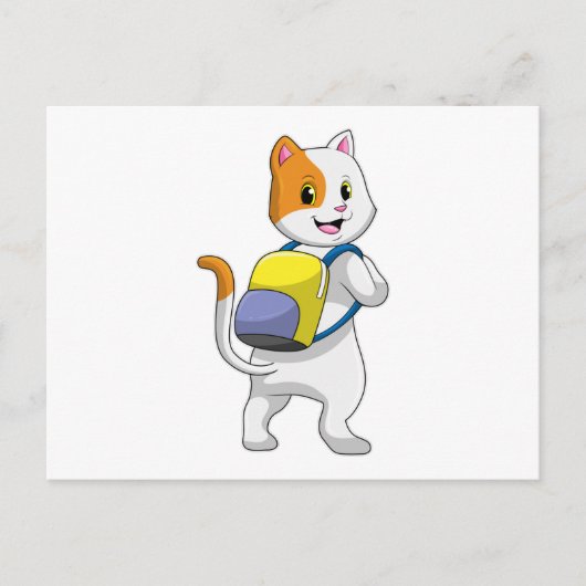 ハイキング中の猫(リュックを背負っている) ポストカード (正面)