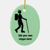 ハイキング人のグラフィックパーソナライズされた – ハイカー文字オン セラミックオーナメント (正面)
