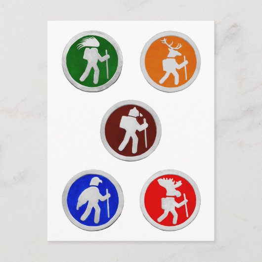 ハイキング動物のトレイルマーカー ポストカード (正面)