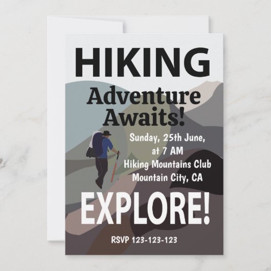 ハイキング山を探索アドベンチャーハイキング愛好家 招待状 (正面)