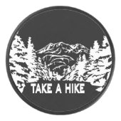 ハイキング引用文モノクロ山景色を撮る アイスホッケーパック (正面)