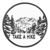 ハイキング引用文モノクロ山景色を撮る アイスホッケーパック (正面)