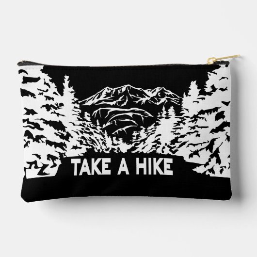 ハイキング引用文モノクロ山景色を撮る アクセサリーポーチ (裏面)