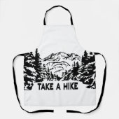 ハイキング引用文モノクロ山景色を撮る エプロン (正面)