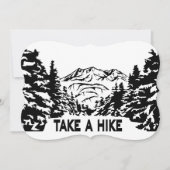 ハイキング引用文モノクロ山景色を撮る カード (正面)