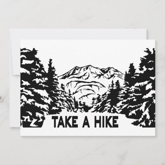 ハイキング引用文モノクロ山景色を撮る シーズンカード (正面)