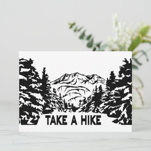 ハイキング引用文モノクロ山景色を撮る シーズンカード (スタンド正面)