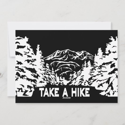 ハイキング引用文モノクロ山景色を撮る シーズンカード (裏面)