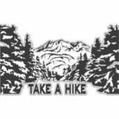 ハイキング引用文モノクロ山景色を撮る シール (正面)