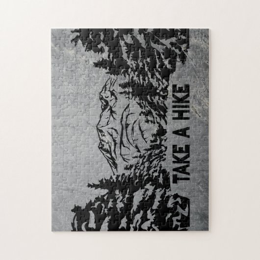 ハイキング引用文モノクロ山景色を撮る ジグソーパズル (縦)