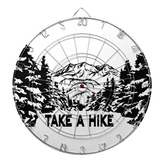 ハイキング引用文モノクロ山景色を撮る ダーツボード (正面)