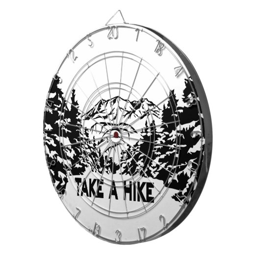 ハイキング引用文モノクロ山景色を撮る ダーツボード (正面右)