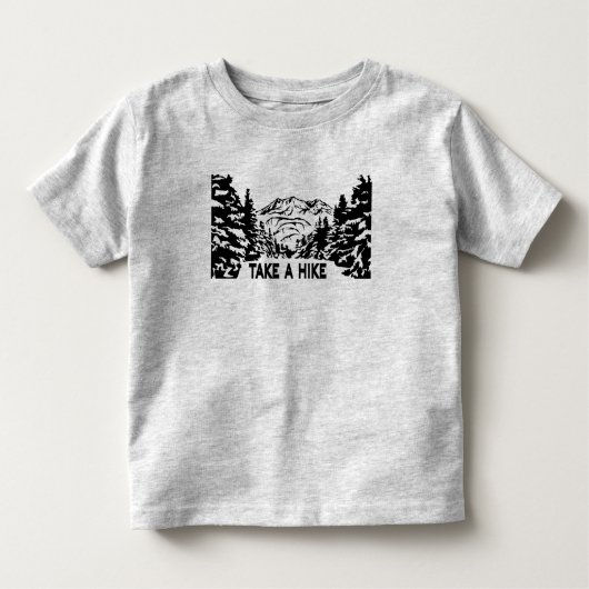 ハイキング引用文モノクロ山景色を撮る トドラーTシャツ (正面)