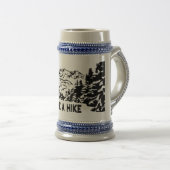 ハイキング引用文モノクロ山景色を撮る ビールジョッキ (正面右)