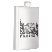 ハイキング引用文モノクロ山景色を撮る フラスク (右)