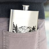 ハイキング引用文モノクロ山景色を撮る フラスク (インサイチュ)