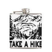 ハイキング引用文モノクロ山景色を撮る フラスク (正面)