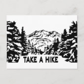 ハイキング引用文モノクロ山景色を撮る ポストカード (正面)